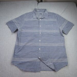 The North Face Shirt Mens XXL Blue Striped Short Sleeve Button Up Casual‎